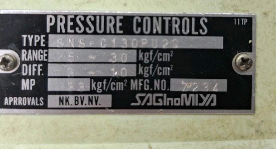 SAGInoMIYA SNS-C130PU20 Pressure Controls Range 5~30 Diff. 3~10